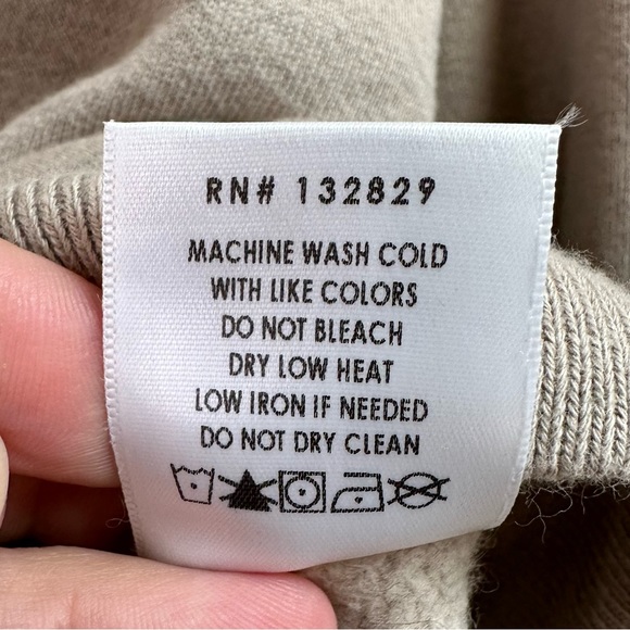 Revolve Lovers & Friends Miela V-Neck Cotton Sweatshirt Beige Taupe Size XS - Picture 6 of 7